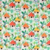 LeQuilt Patchworkstoff Baumwollstoff Popeline Gamboa Hütten weiß grün 115cm Breite