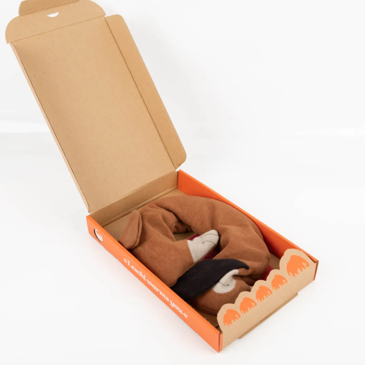 Leschi ® Wärmekissen Hund Bobby goldbraun 100% Bioweizenfüllung