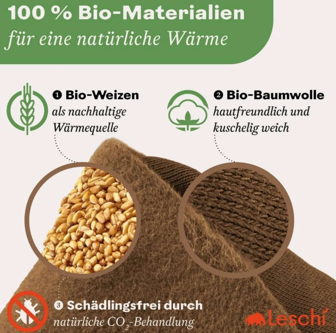 Leschi Wärmekissen Löwe braun – Wärmekissen mit 100% Bio-Weizenfüllung