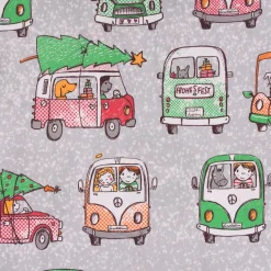 Lillestoff Bio Baumwollstoff Weihnachtsmööpmööp Autos Weihnachtsbaum grau bunt 1,5m Breite