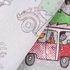 Lillestoff Bio Baumwollstoff Weihnachtsmööpmööp Autos Weihnachtsbaum grau bunt 1,5m Breite