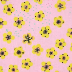 Lillestoff Bio Jersey Butterblumy Blumen Tupfen rosa gelb 1,5m Breite