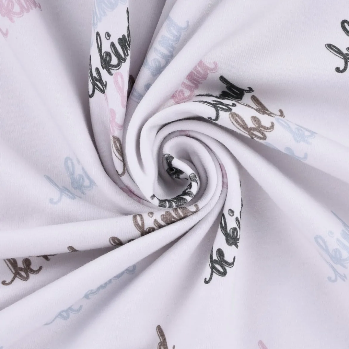 Lillestoff Bio Jersey Freundliche Welt be kind beige blau rosa 1,5m Breite