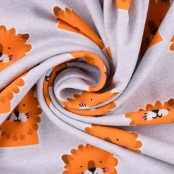 Lillestoff Bio Jersey Mr. Leo Löwe grau orange 1,5m Breite