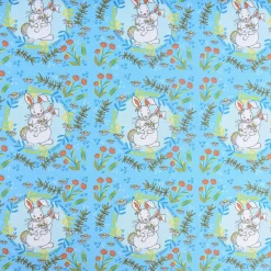 Lillestoff Bio-Jersey organic Jersey Buntes Glück Hase Blumen blau 1,5m Breite