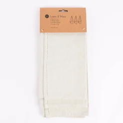 Linen & More 3er Set Geschirrtücher Indi einfarbig ivory 50x70cm