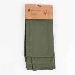 Linen & More 3er Set Geschirrtücher Indi einfarbig army grün 50x70cm