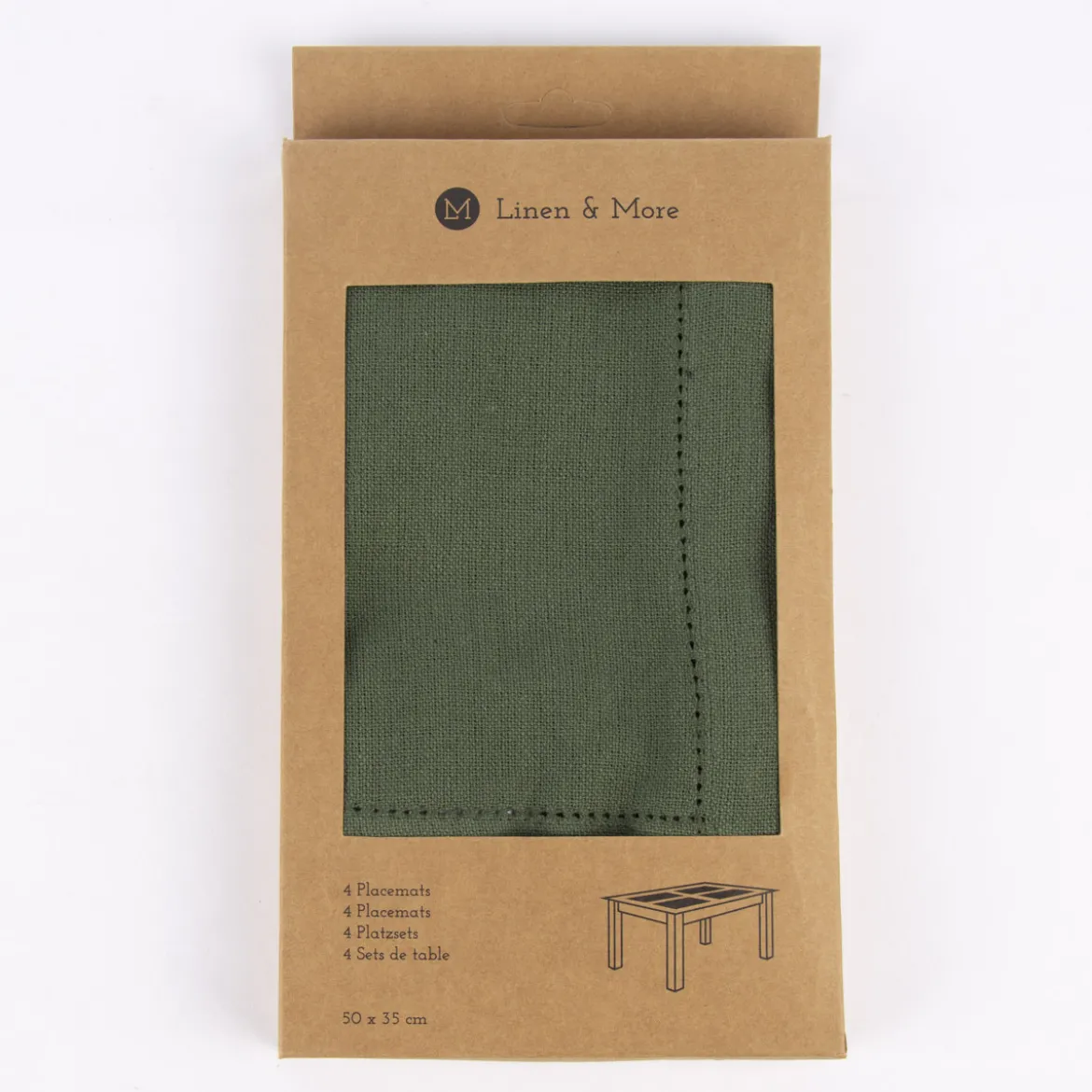 Linen & More Platzset 4er Set Indi einfarbig army grün 50x35cm