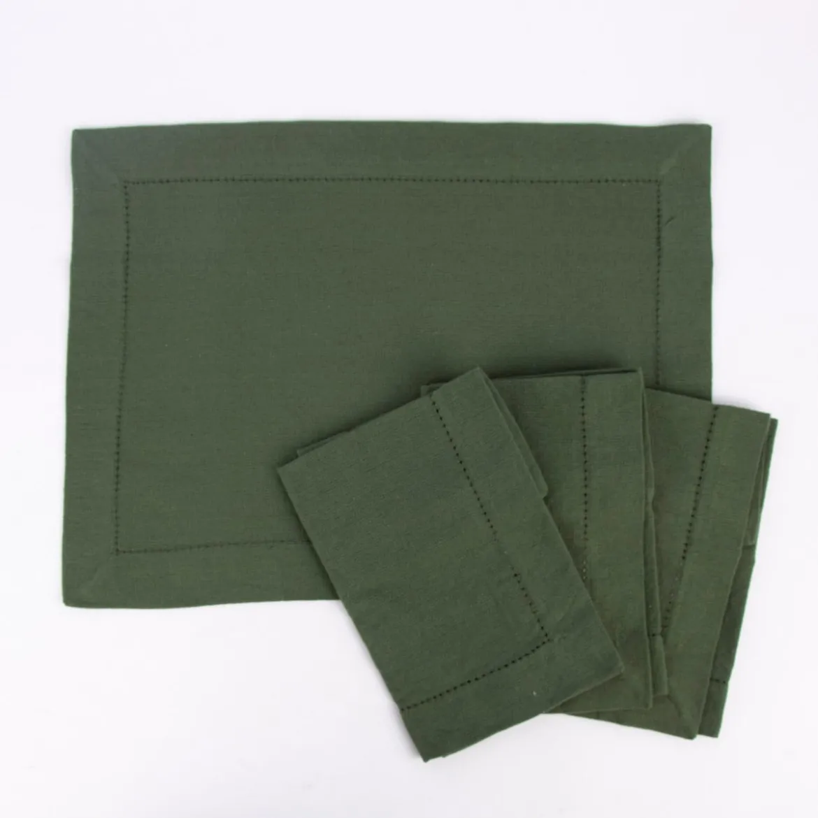 Linen & More Platzset 4er Set Indi einfarbig army grün 50x35cm