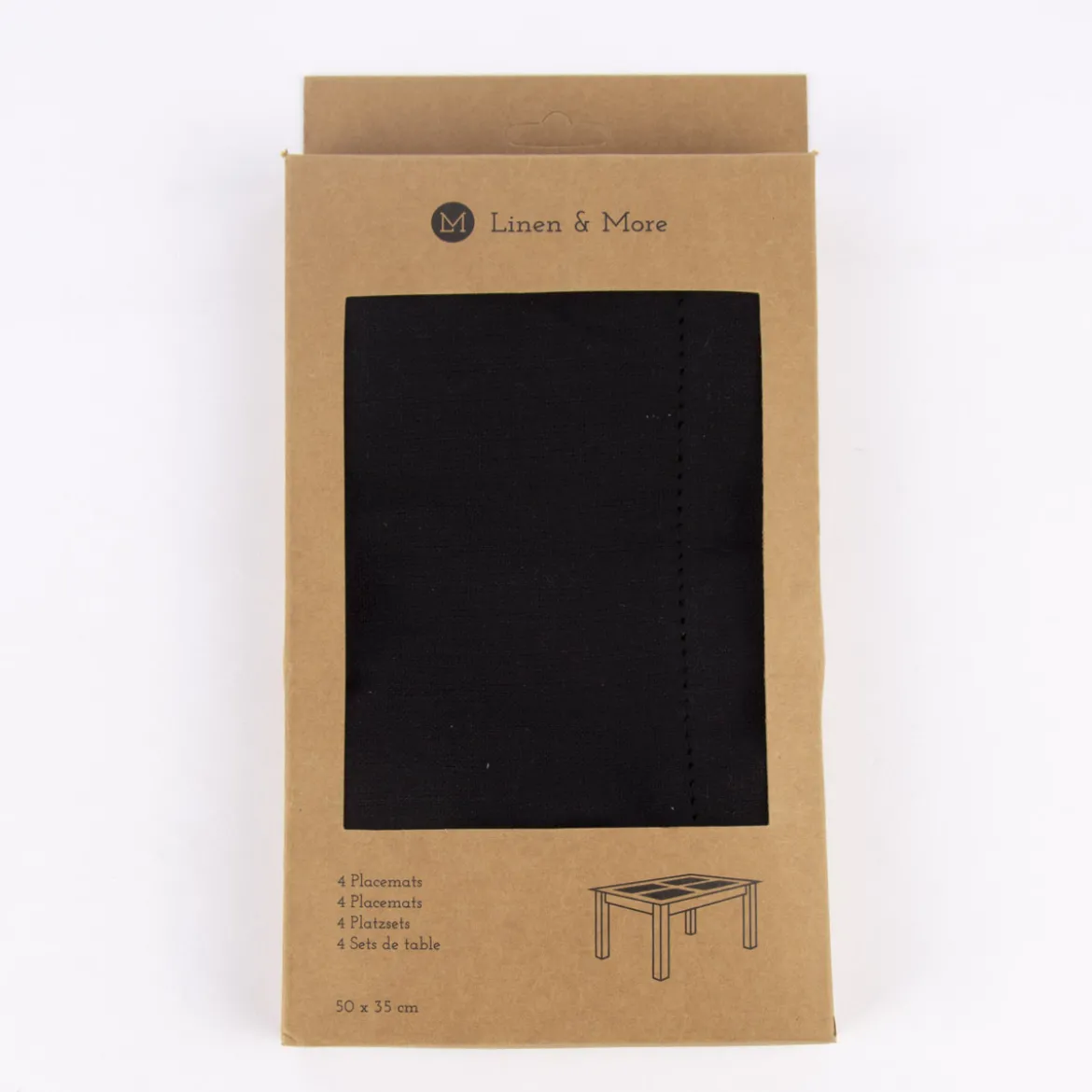 Linen & More Platzset 4er Set Indi einfarbig schwarz 50x35cm