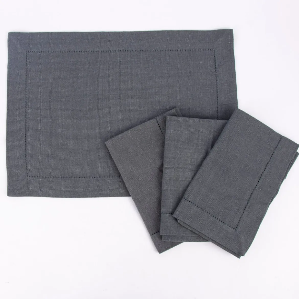 Linen & More Platzset 4er Set Indi einfarbig grau 50x35cm