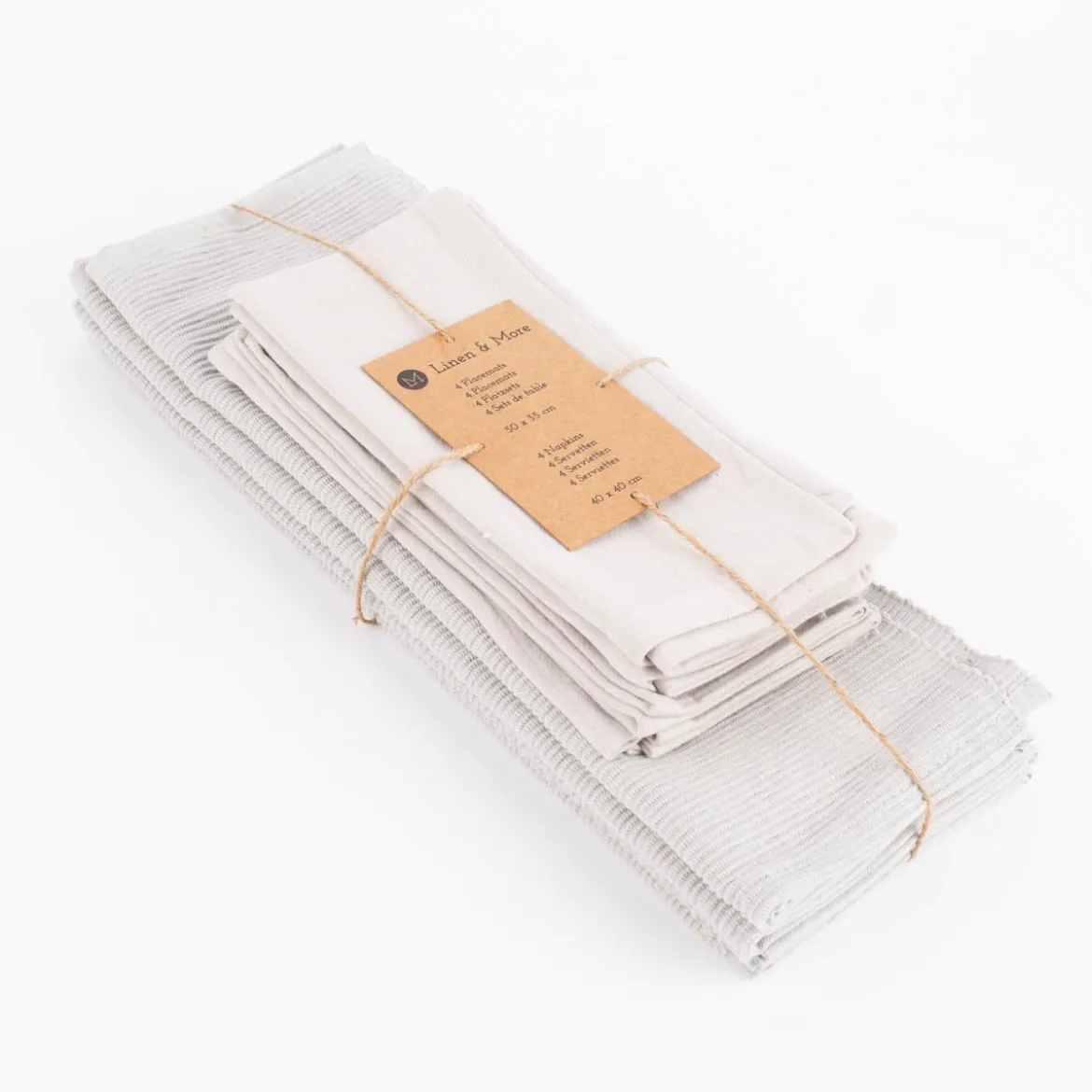 Linen & More Platzsets und Servietten Jazz 8er Set einfarbig hellgrau
