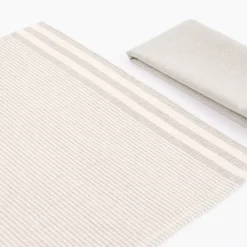 Linen & More Platzsets und Servietten Suzy Streifen 8er Set hellgrau creme