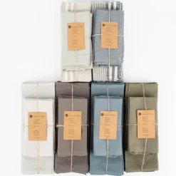 Linen & More Platzsets und Servietten Suzy Streifen 8er Set indigo blau creme