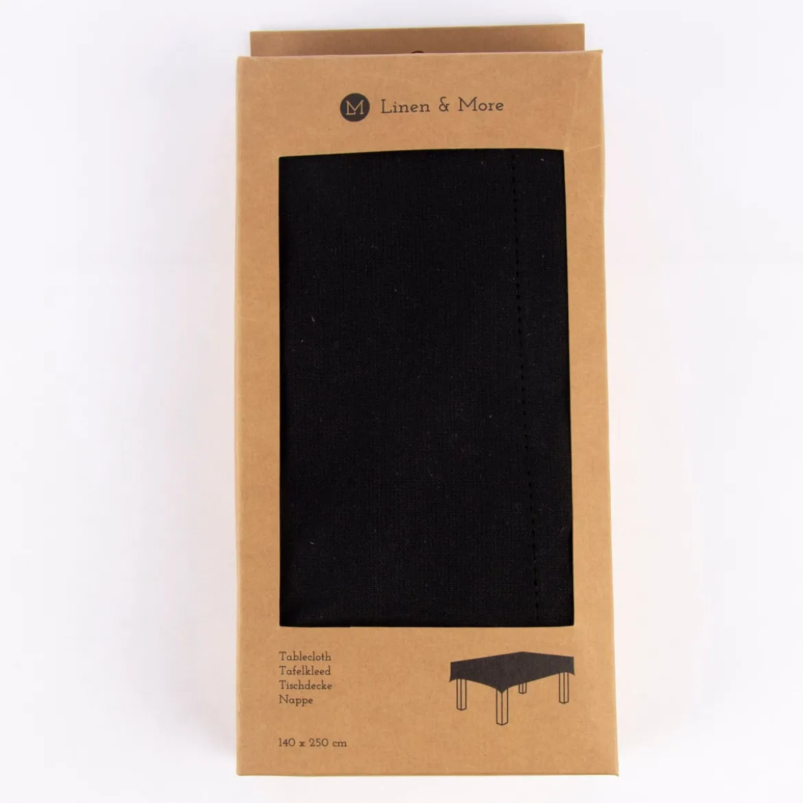 Linen & More Tischdecke Indi einfarbig schwarz 140x250cm