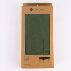 Linen & More Tischdecke Indi einfarbig army grün 140x250cm