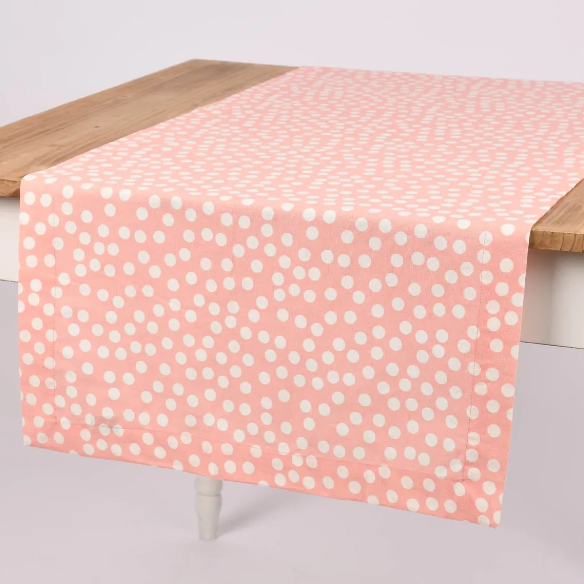 Linen & More Tischläufer Punkte rosa weiß 50x140cm