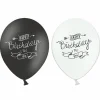 Luftballon Happy Birthday to you schwarz weiß 6 Stück