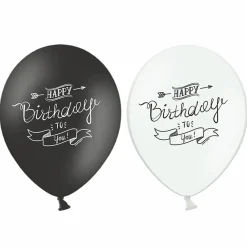 Luftballon Happy Birthday to you schwarz weiß 6 Stück