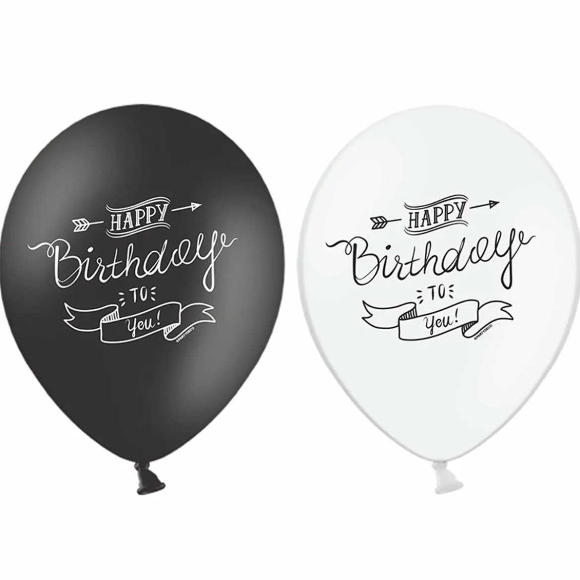 Luftballon Happy Birthday to you schwarz weiß 6 Stück