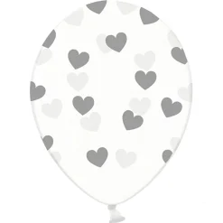 Luftballon Herzen transparent grau 6 Stück