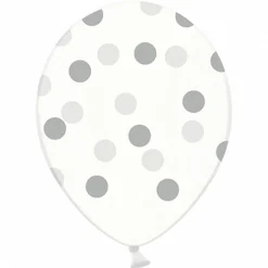Luftballon Punkte transparent silberfarbig 6 Stück
