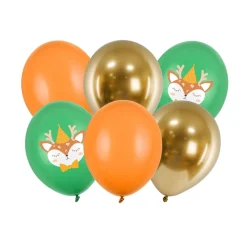 Luftballon Rehkitz orange grün goldfarbig 6 Stück