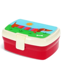 Lunchbox mit herausnehmbarem Fach Sunny Sausage Dog 17,5x13x7cm von Rex London