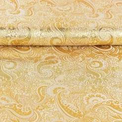 Lurex Jacquard Stoff Paisley Ornament goldfarbig silberfarbig