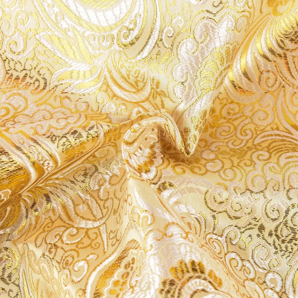 Lurex Jacquard Stoff Paisley Ornament goldfarbig silberfarbig