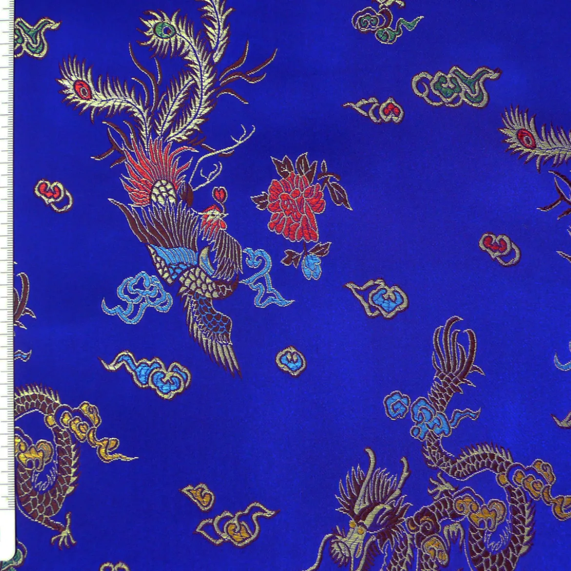Lurex Jaquard Stoff chinesisch blau bunt 1,4m Breite