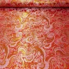 Lurex Jaquard Stoff Paisley Ornament rot goldfarbig