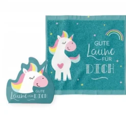 Magisches Handtuch Einhorn Gute Laune türkis von La Vida