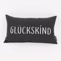 Magma Deko Kissen mit Aufschrift Glückskind anthrazit 30x50cm