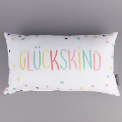 Magma Deko Kissen mit Aufschrift Glückskind weiß pastell 30x50cm