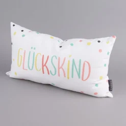 Magma Deko Kissen mit Aufschrift Glückskind weiß pastell 30x50cm