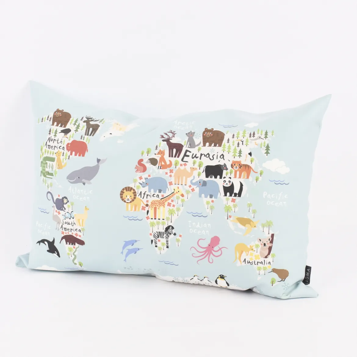 Magma Deko Kissen WORLD hellblau bunt 40x60cm
