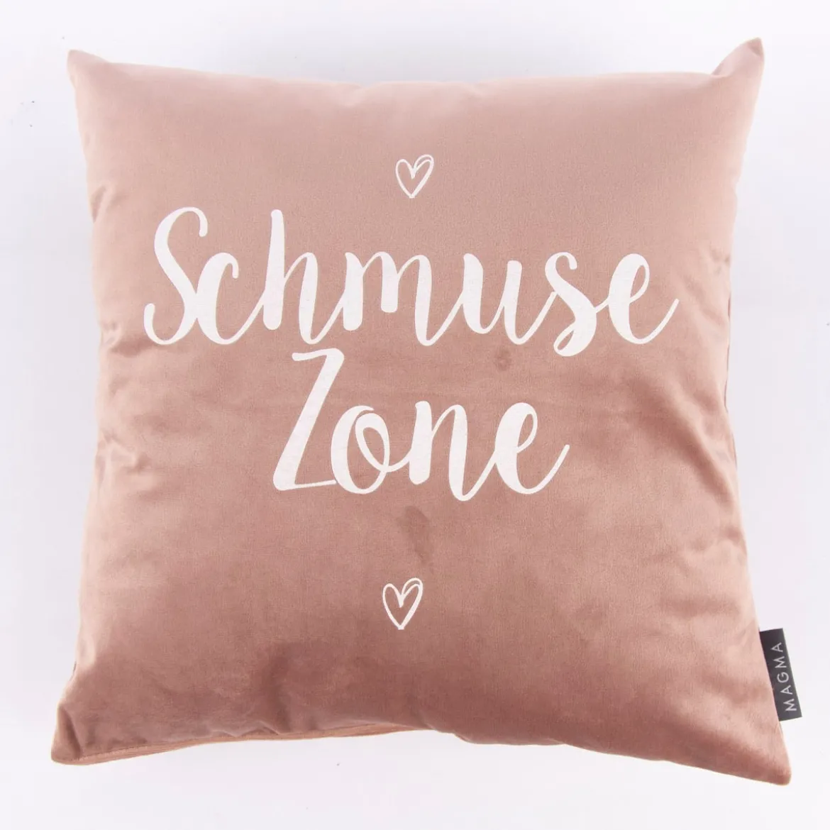 Magma Deko Samtkissen Schmusezone altrosa weiß 40x40cm