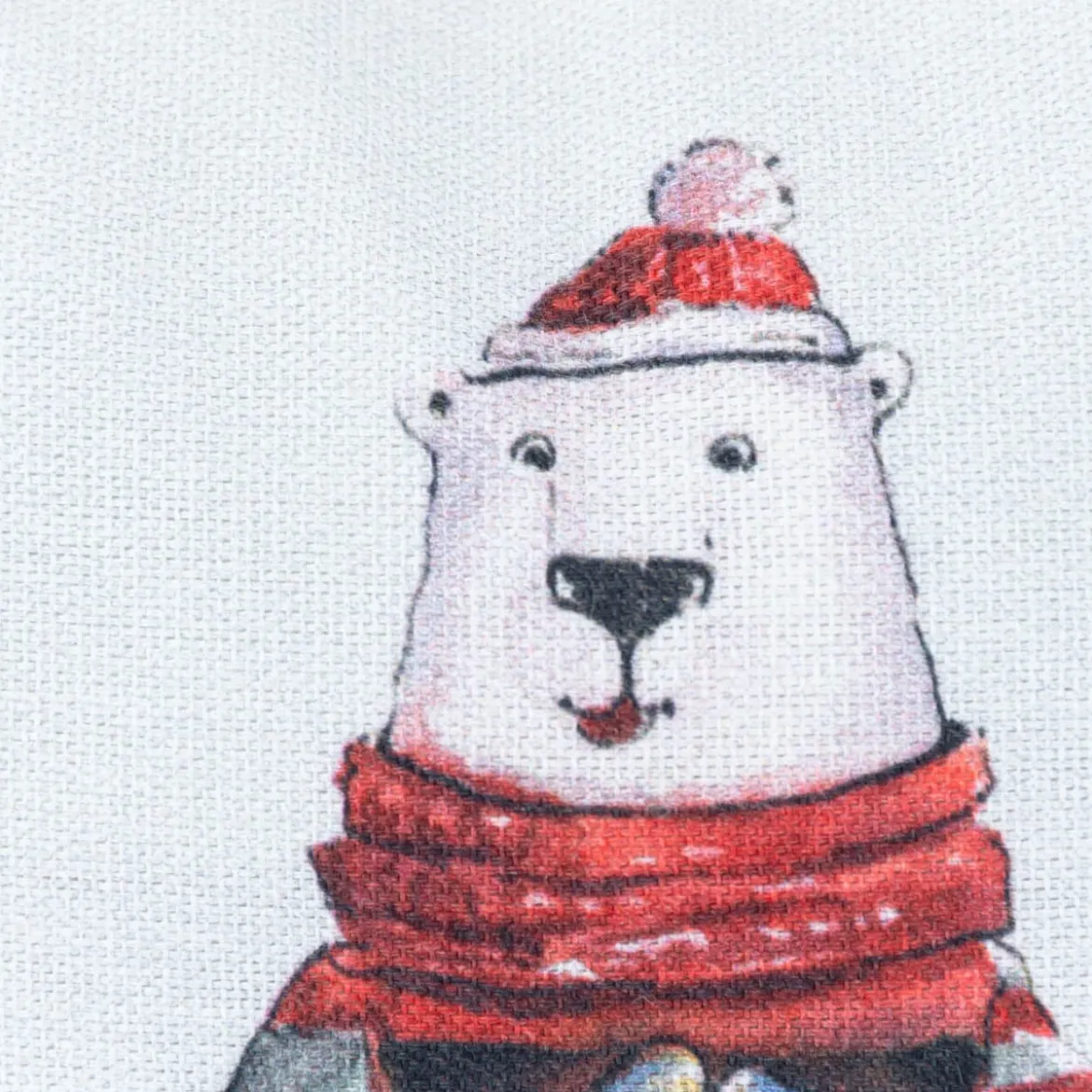Magma Wende-Kissenhülle Merry Christmas Drei Freunde mit Plüschrückseite cremeweiß bunt 30x50cm