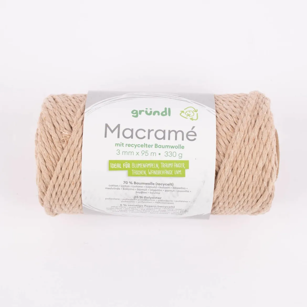 Makramee Kordel recycelte Baumwolle 3mm 95m 330g verschiedene Farben