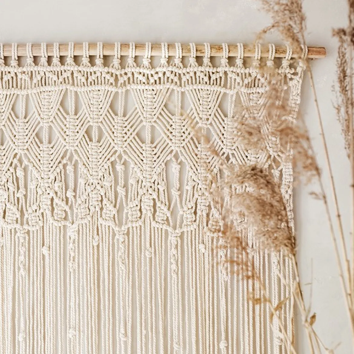 Makramee Wandbehang beige natur 95x171cm