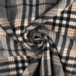 Mantelstoff Jacquard gebürstet Karos grau 145 cm breit