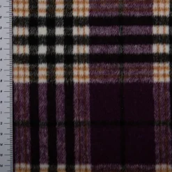 Mantelstoff Jacquard gebürstet Karos lila weiß schwarz 145 cm breit
