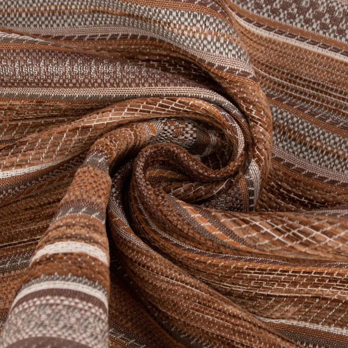Möbelstoff Bezugsstoff Chenille KRUMBACH Streifen braun beige 140cm Breite