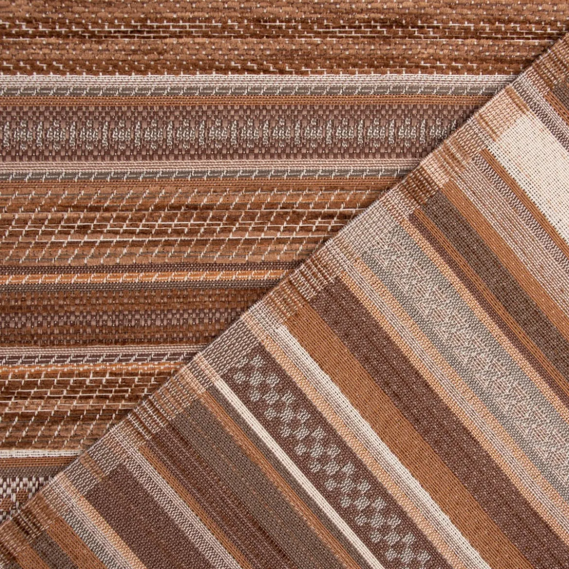 Möbelstoff Bezugsstoff Chenille KRUMBACH Streifen braun beige 140cm Breite