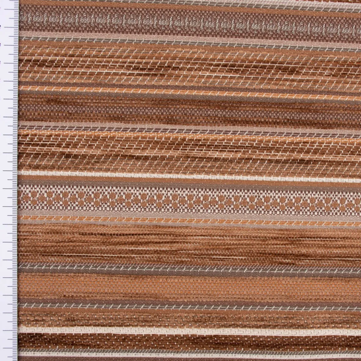 Möbelstoff Bezugsstoff Chenille KRUMBACH Streifen braun beige 140cm Breite