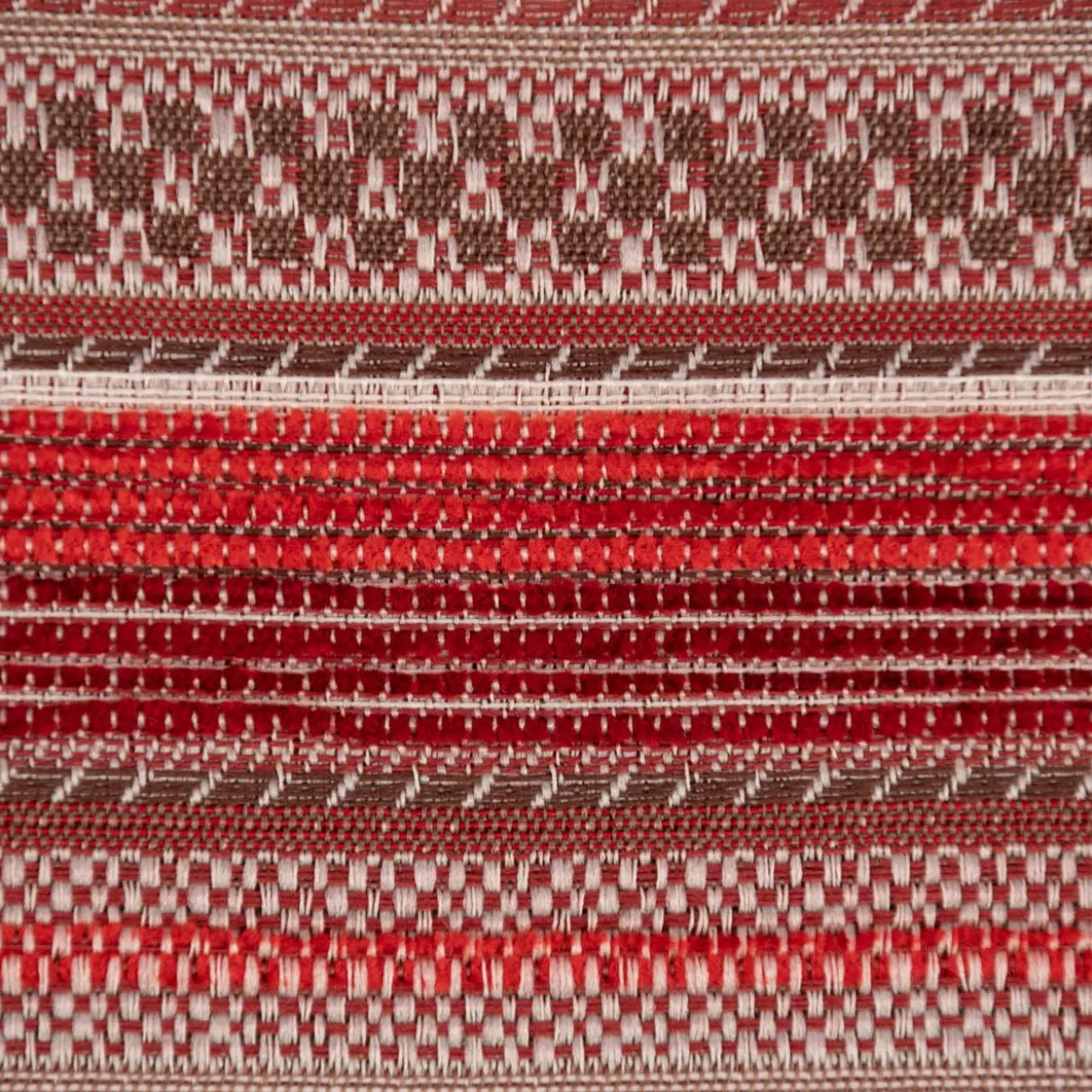 Möbelstoff Bezugsstoff Chenille KRUMBACH Streifen rot beige 140cm Breite