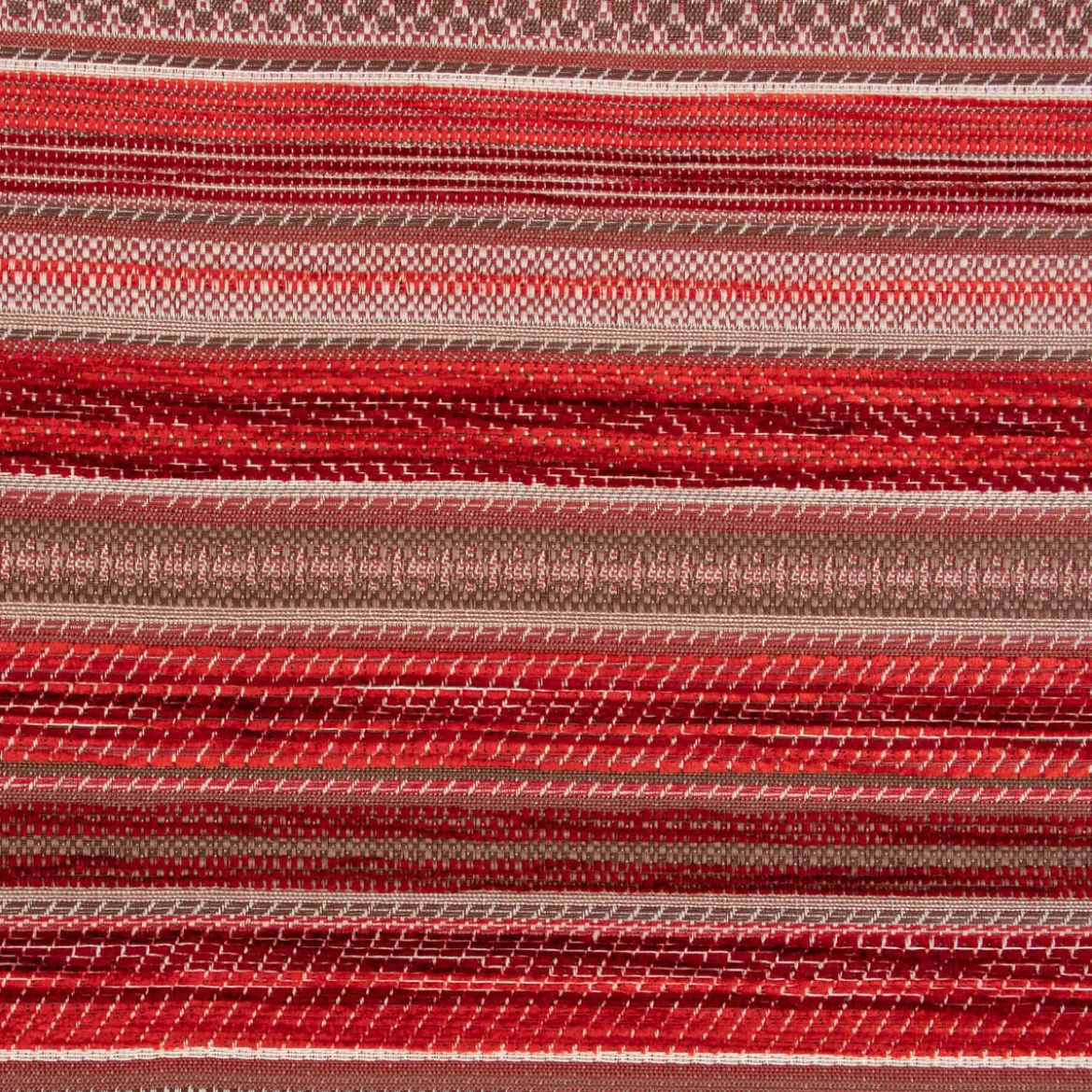 Möbelstoff Bezugsstoff Chenille KRUMBACH Streifen rot beige 140cm Breite
