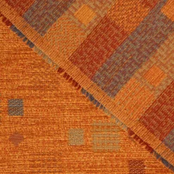 Möbelstoff Bezugsstoff Chenille WALSUM Kästchen orange 140cm Breite