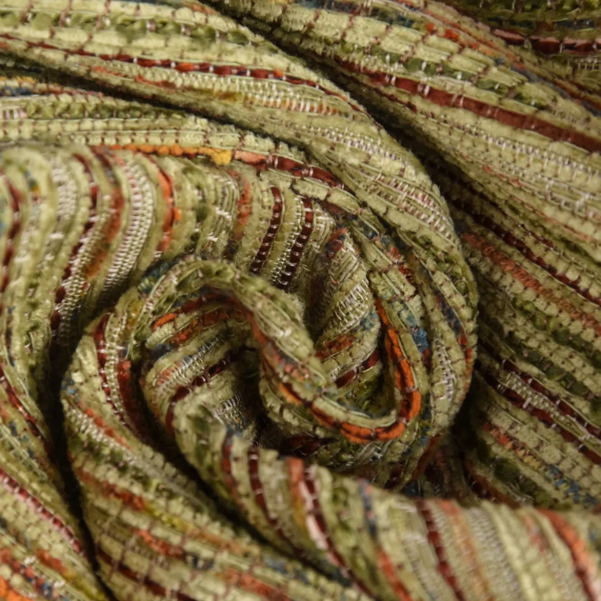 Möbelstoff Bezugsstoff GERLOS Streifen Chenille grün bunt